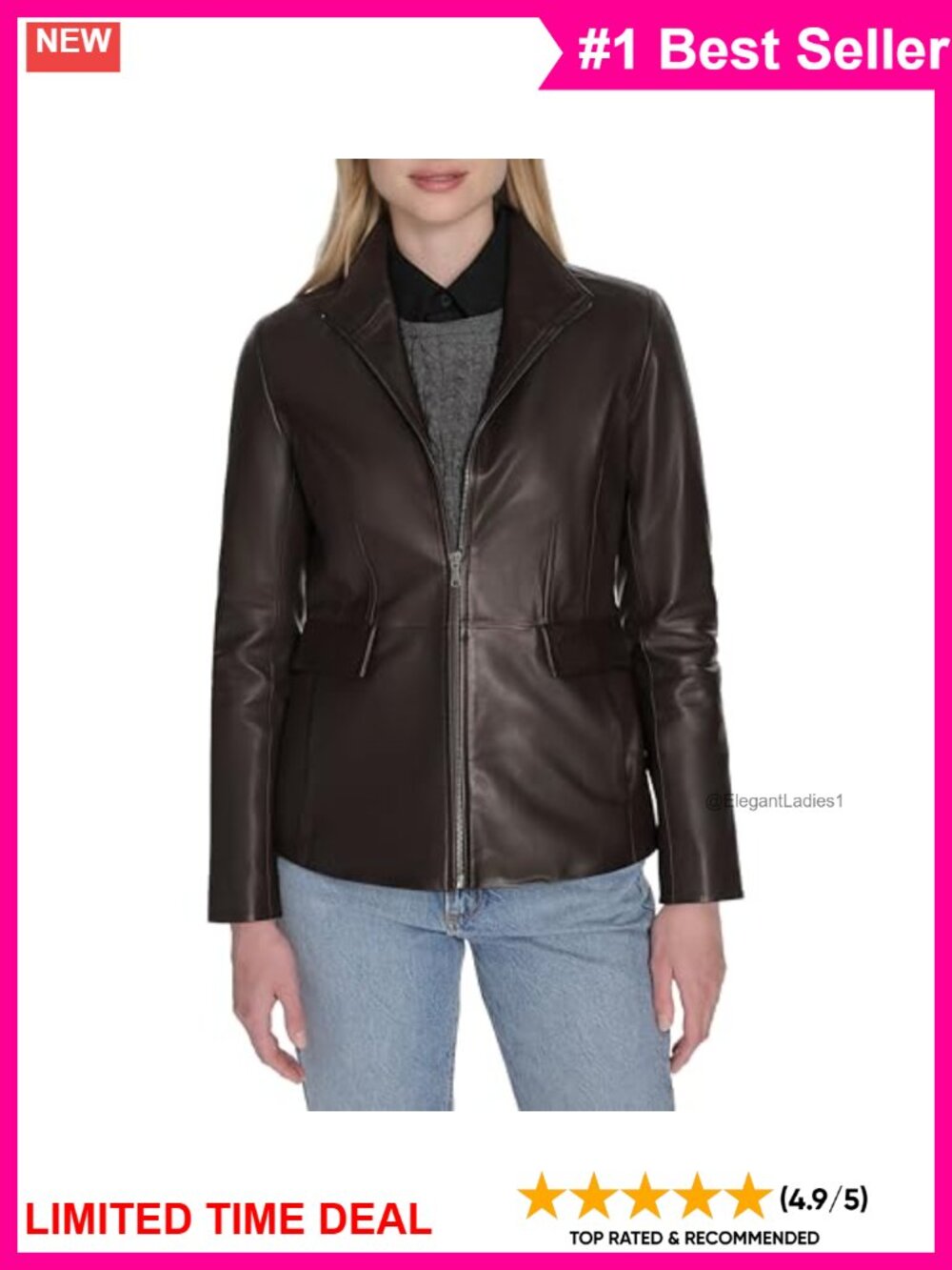 Cole Haan Wing Collar Leather Jacket Women's Casual Moto Coat
